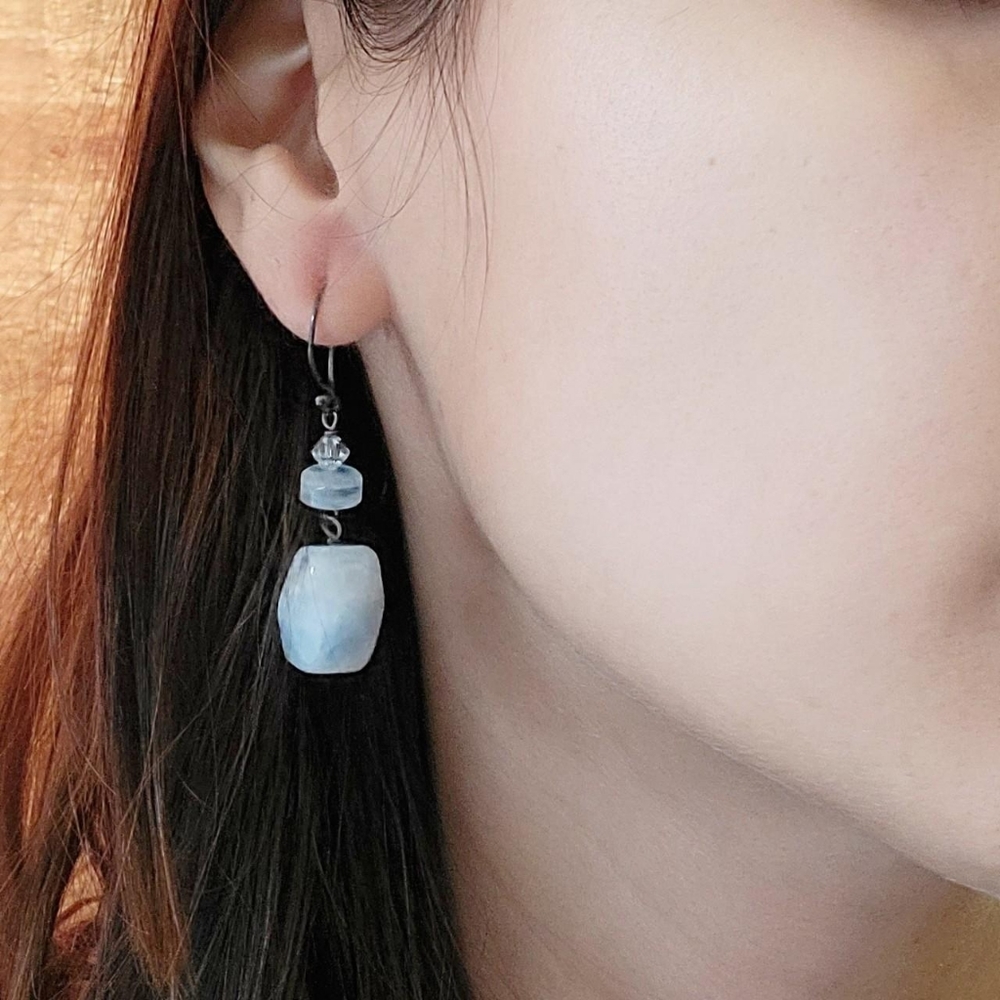 Vintage Stone Beaded Drop Earrings